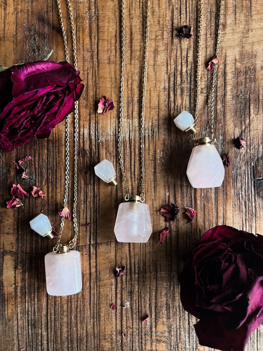 Rose Quartz Potion Bottle Necklace