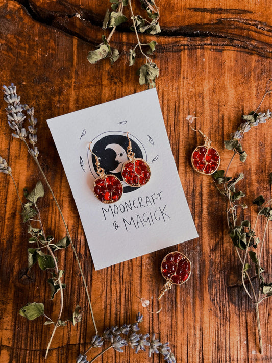 Persephone's Pomegranate Earrings